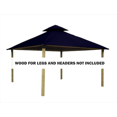 Acacia 14 sq. ft. Gazebo Roof Framing & Mounting Kit with Royal Navy Outdura Canopy AGOK14- ROYAL NAVY